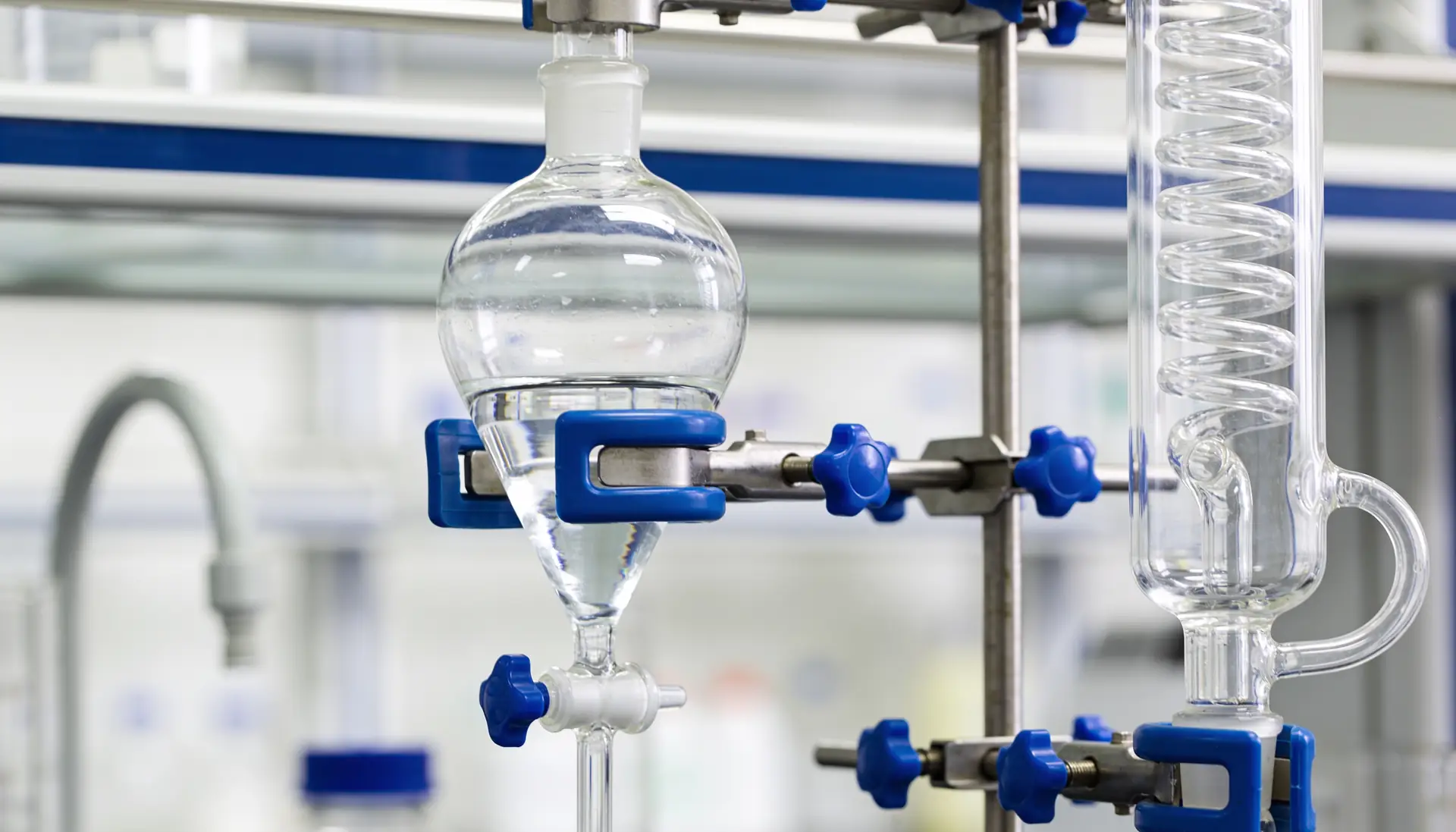 Glassware for chemical synthesis in a fume hood